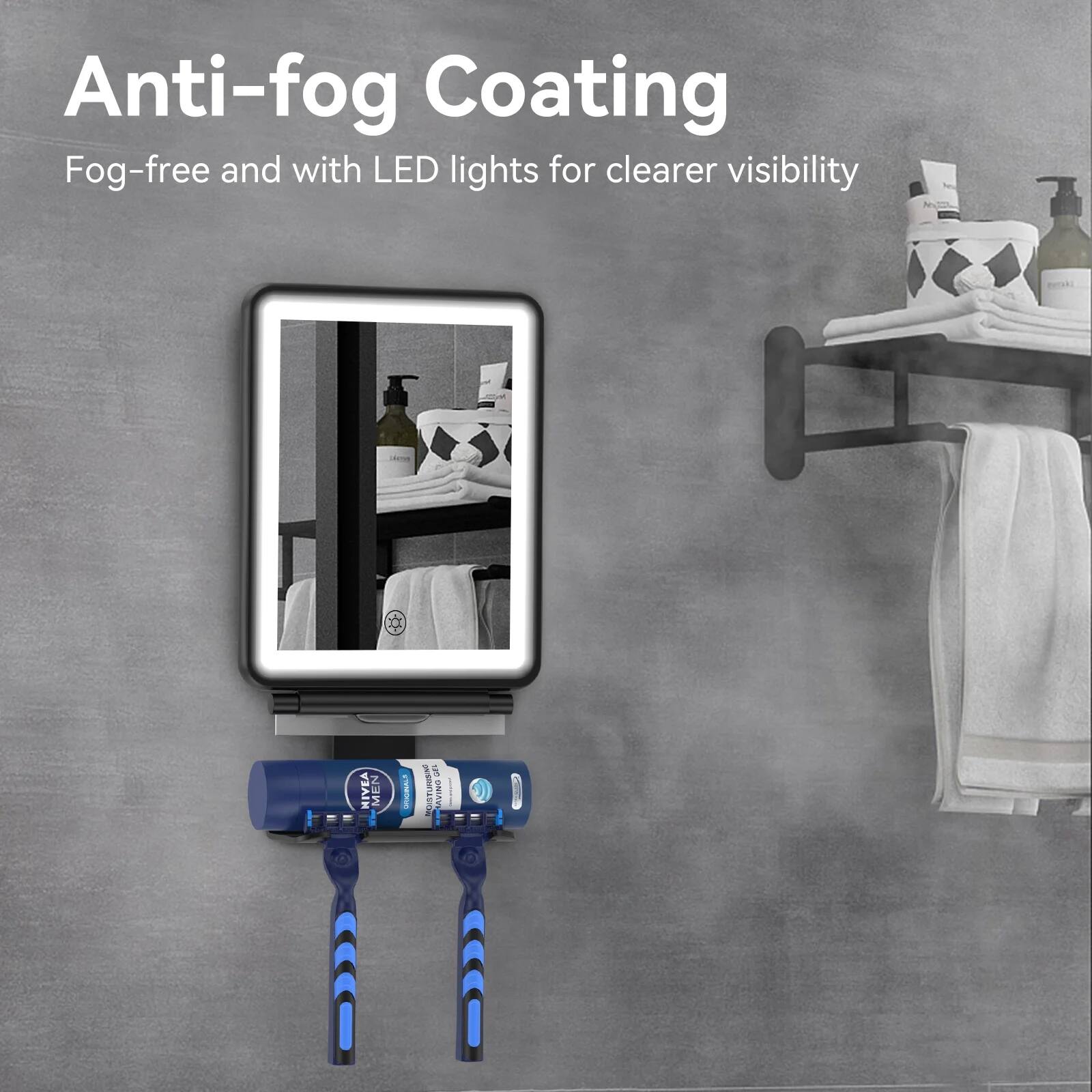Anti-fog Coating  
Fog-free and with LED lights for clearer visibility
