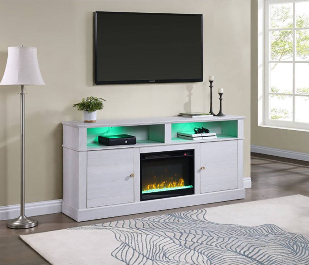 Left. Lilola Home - Gabriel 70" TV Stand with Fireplace - White Walnut - White Walnut.