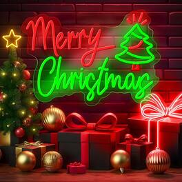PARKER SLATER - Merry Christmas Neon Sign – Dimmable LED, Wall Decor for Bedroom, Bar, or Party - Neon Sign-Merry Christmas