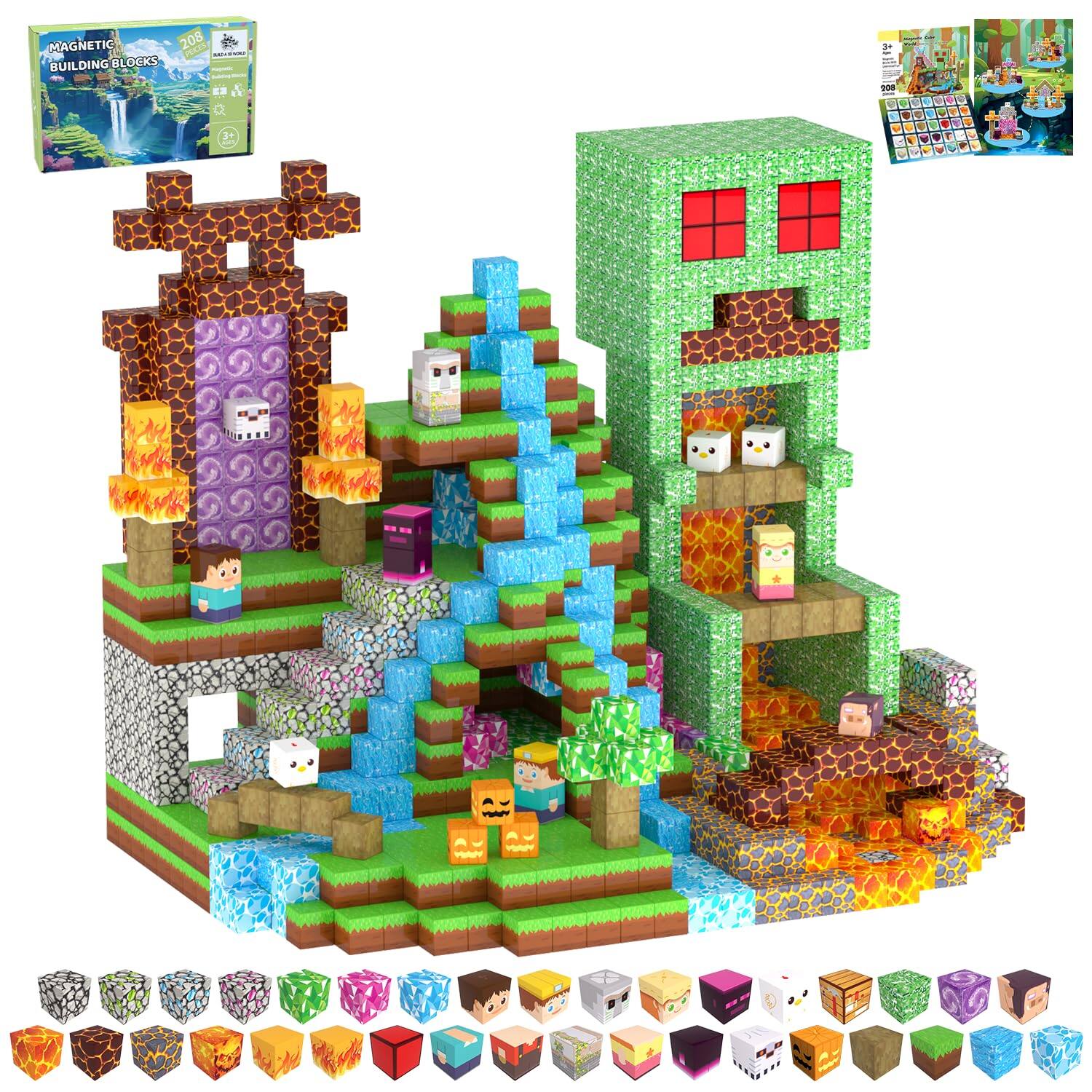 Leash Valley 100 Magnetic Blocks Building Toys For Stacking Stem ...
