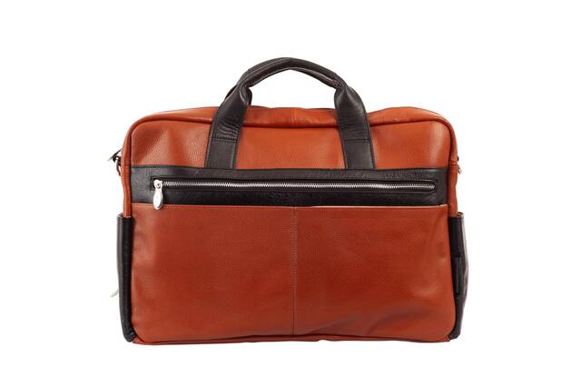 Front. McKleinUSA - 17-inch Laptop & Tablet Briefcase, Pebble-Grain Calfskin Leather, Dual-Compartment, Padded Sleeve, Lockable Zippers - Brown.