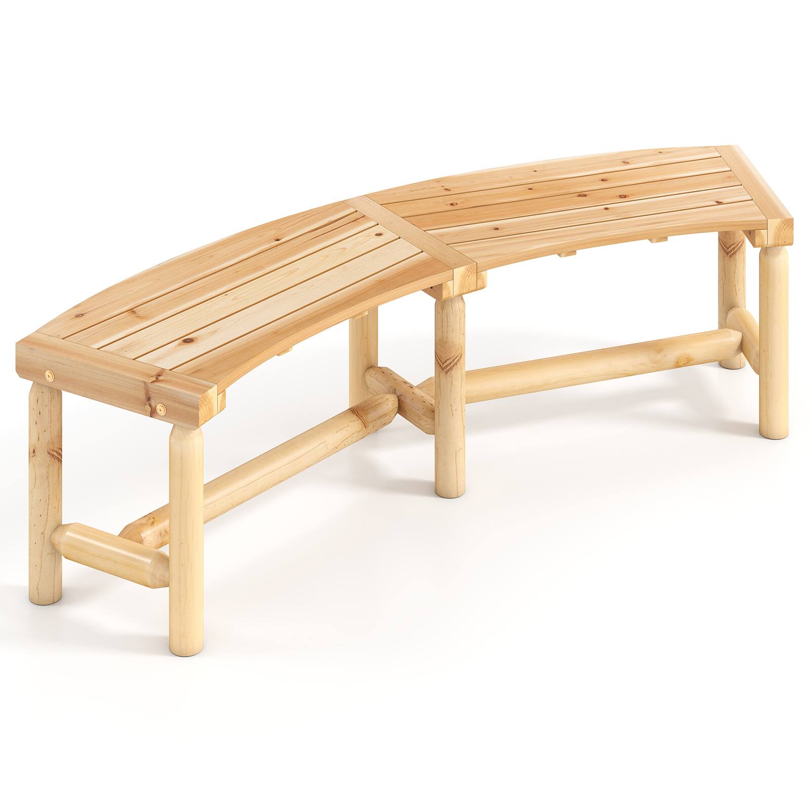 Gymax - Patio Curved Bench for 2-3 People Outdoor Loveseat for Backyard Garden - Natural price history on PriceWatchPro