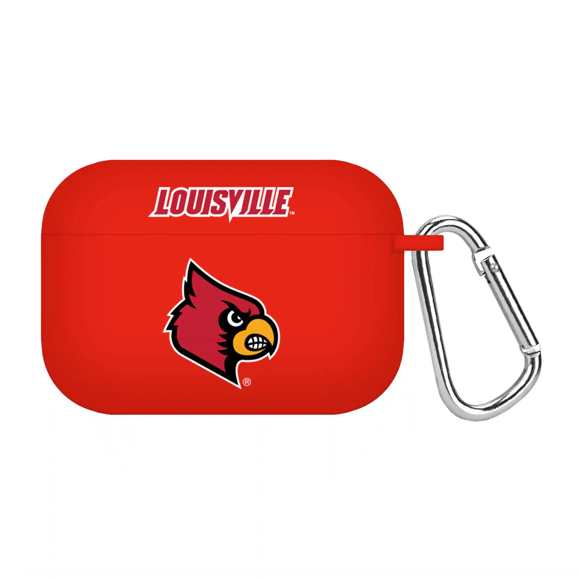 Front. Affinity Bands - Red Louisville Cardinals Silicone AirPods Pro Case Cover - Red.