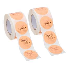 Unique Bargains - 1000pcs Thank You Stickers, 1.5 Inch Round Self-Adhesive Labels Roll for Small Business Sealing Box Envelope - Pink/Rose Gold