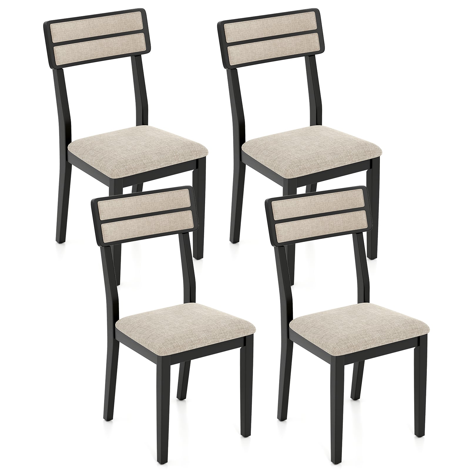 Gymax - Modern Dining Chairs Set of 4 w/Tilt Backrest Rubber Wood Legs Soft Padded Seat - Beige price history on PriceWatchPro