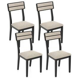 Gymax - Modern Dining Chairs Set of 4 w/Tilt Backrest Rubber Wood Legs Soft Padded Seat - Beige