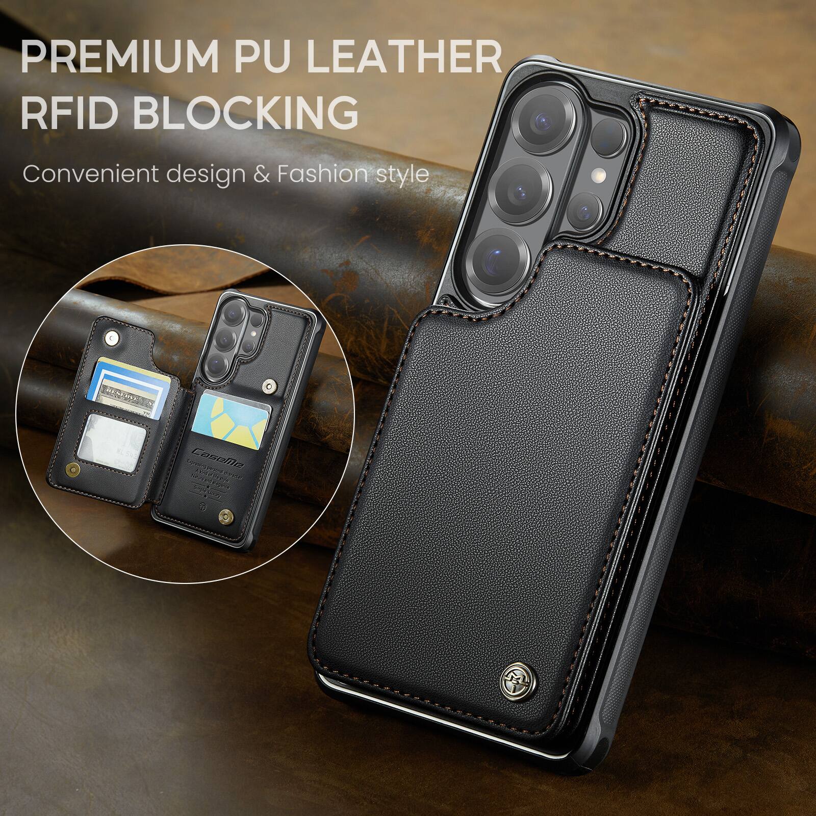 PREMIUM PU LEATHER RFID BLOCKING  
Convenient design & Fashion style