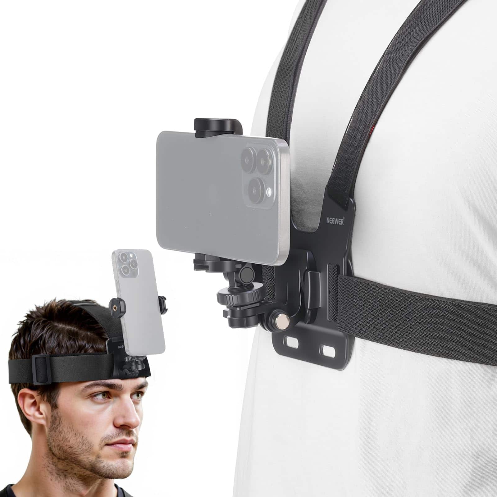 Neewer - Chest & Head Strap Mount for Phone/GoPro/DJI, POV - GP-74