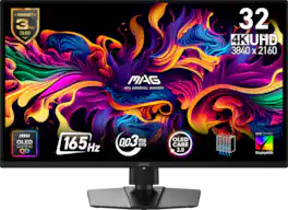 MSI - MAG 322UP QD-OLED E16 32" UHD 165Hz 0.03ms G-SYNC FreeSync Premium Pro Gaming Monitor True Black 400 (DP, HDMI, USB-C) - Metallic Black