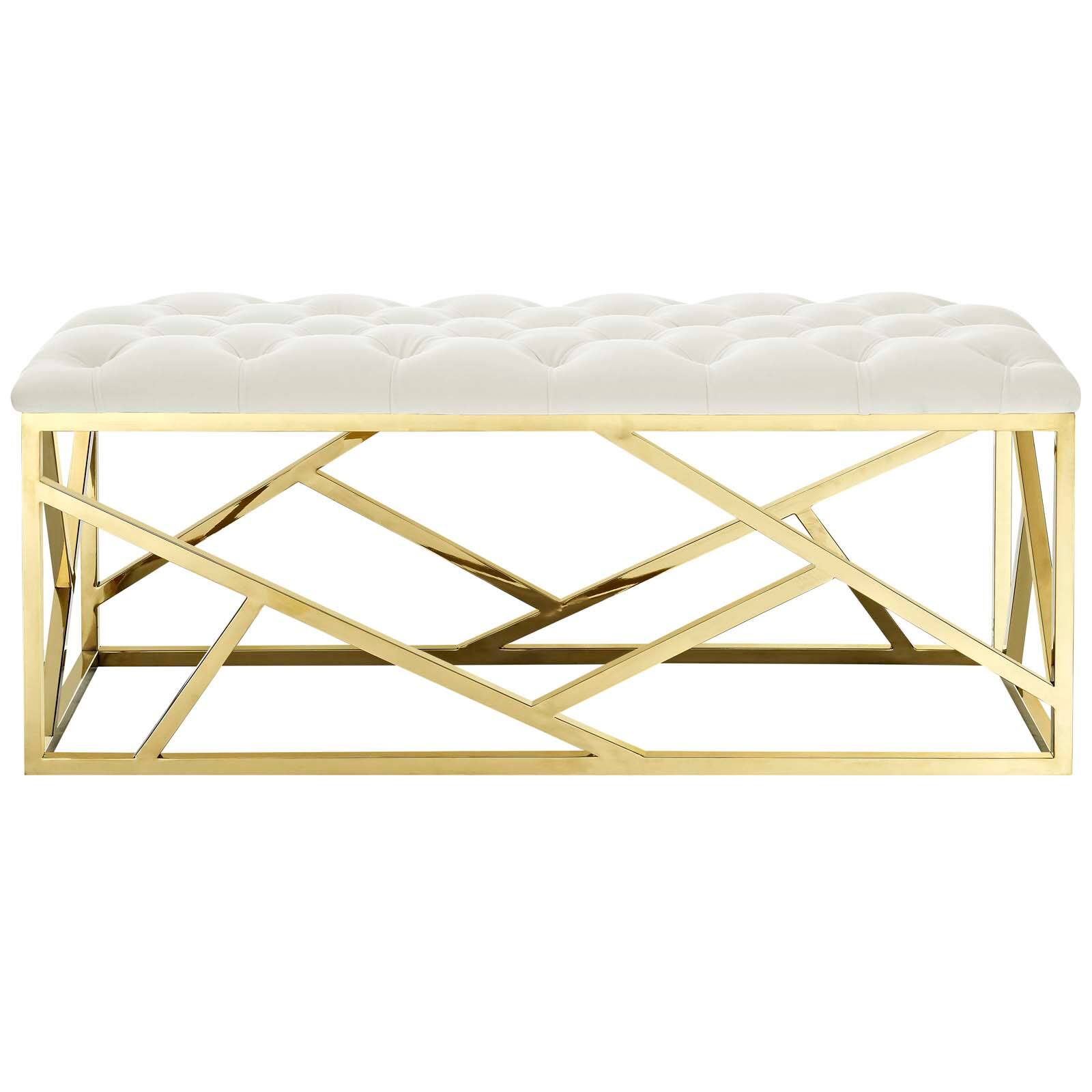 Alt View 1. Modway - Intersperse Bench by Modway - Gold Ivory.