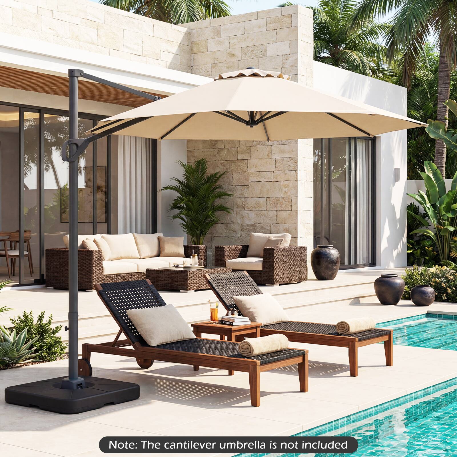 Note: The cantilever umbrella is not included