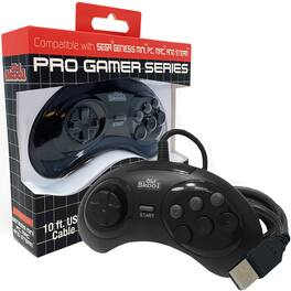 Old Skool - Pro Gamer Series Genesis Style USB 6-Button Controller for Genesis Mini, PC, Mac and Steam - Black