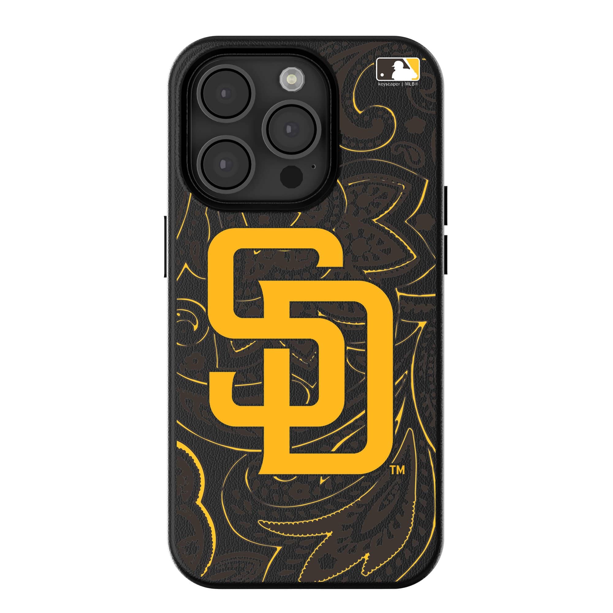 Keyscaper - MLB - San Diego Padres Paisley iPhone Magnetic Bump Case - 15 Plus - Black