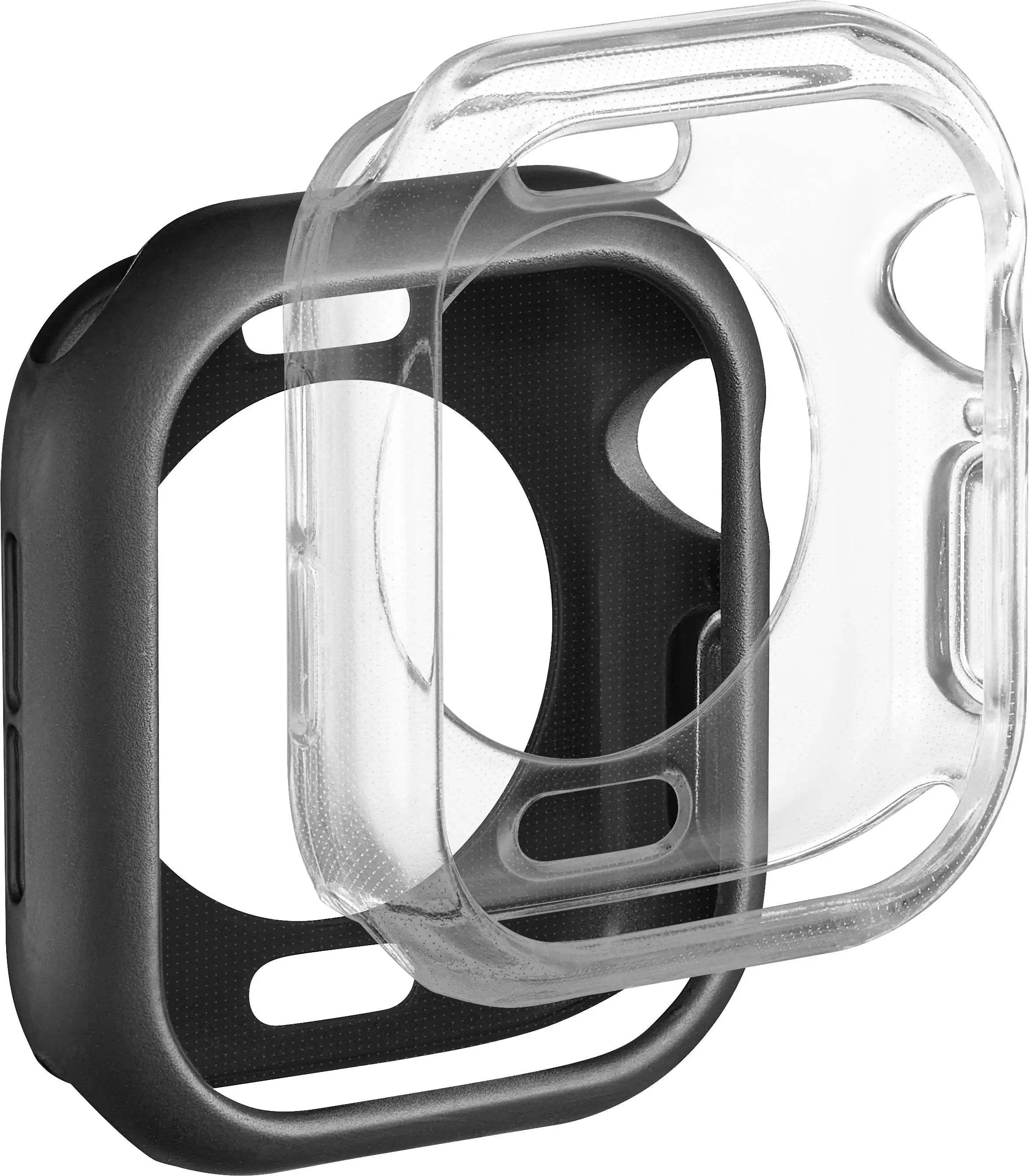 Angle. Insignia™ - Bumper Cases for Apple Watch 42mm (2-Pack) - Black/Clear.
