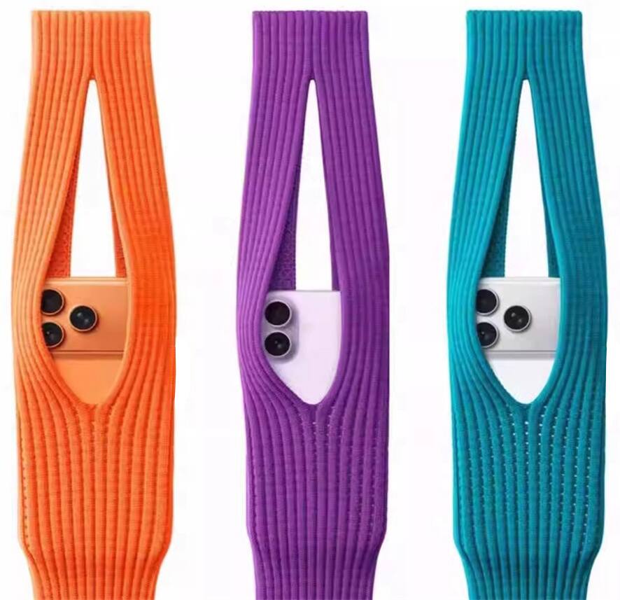 Alt View 5. Nakedcellphone - Universal Fashion Sock-Pocket Carrying Case Pouch Strap for Cell Phone / iPhone - Turquoise.