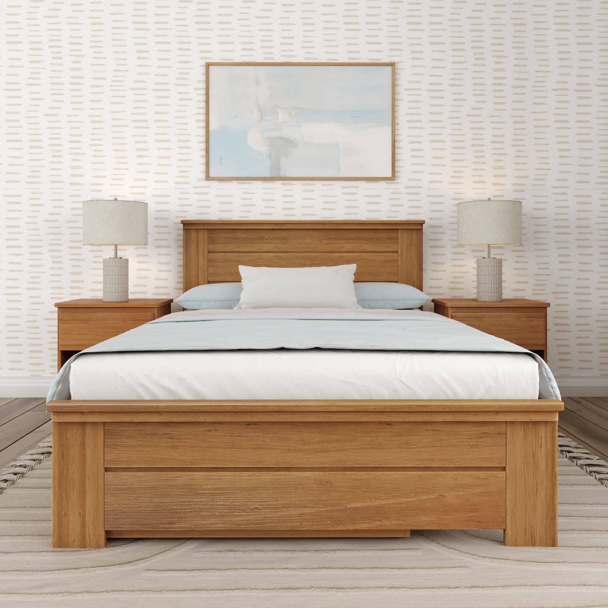 Alt View 1. Plank+Beam - Farmhouse Full Bed with Panel Headboard with Trundle, Pecan - Pecan Dip.