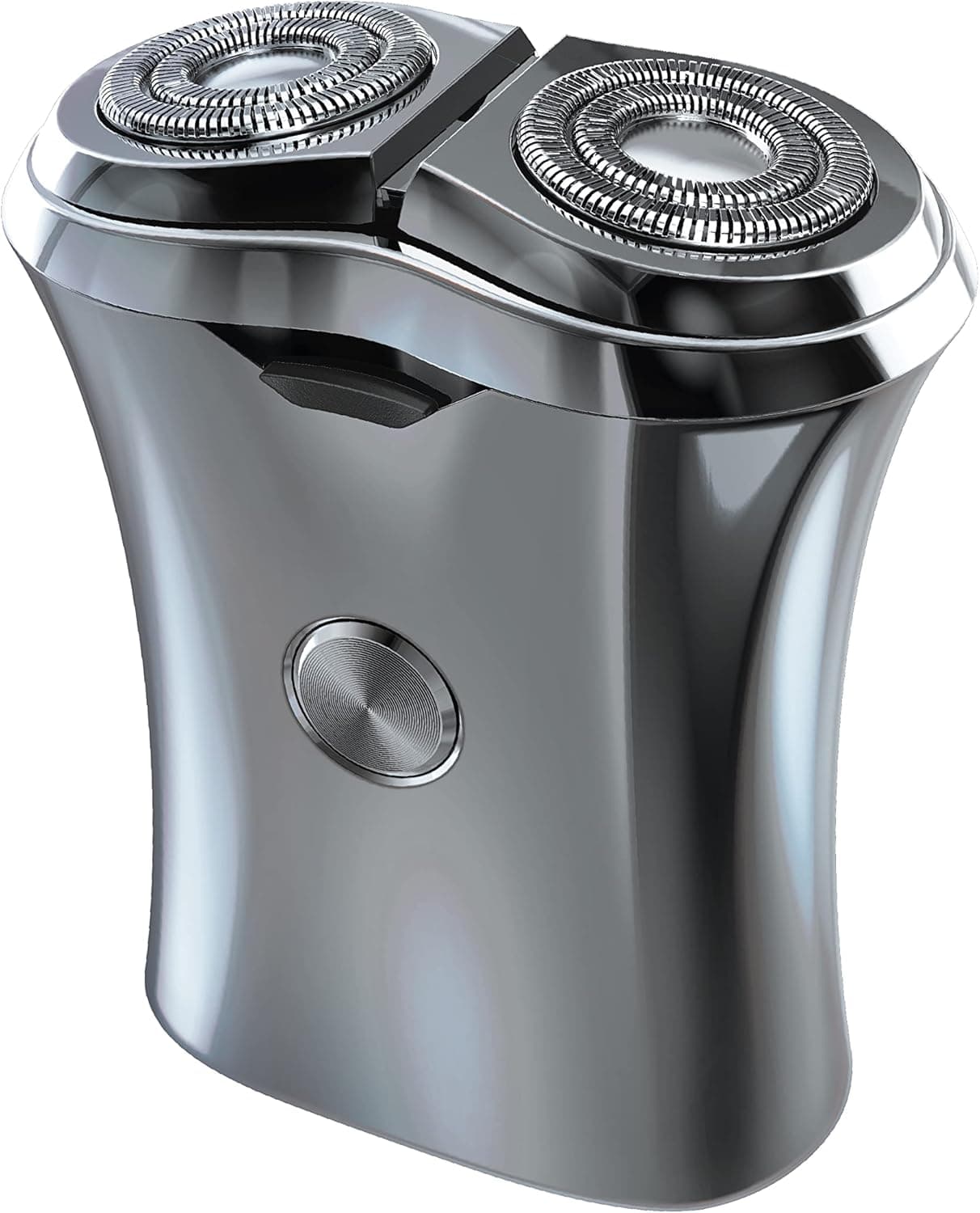 Perry Ellis - Electric Shaver, Twin Rotary Blades, Portable Cordless, Travel Electric Razor, USB Rechargeable Shaver, Water Resistant - Silver