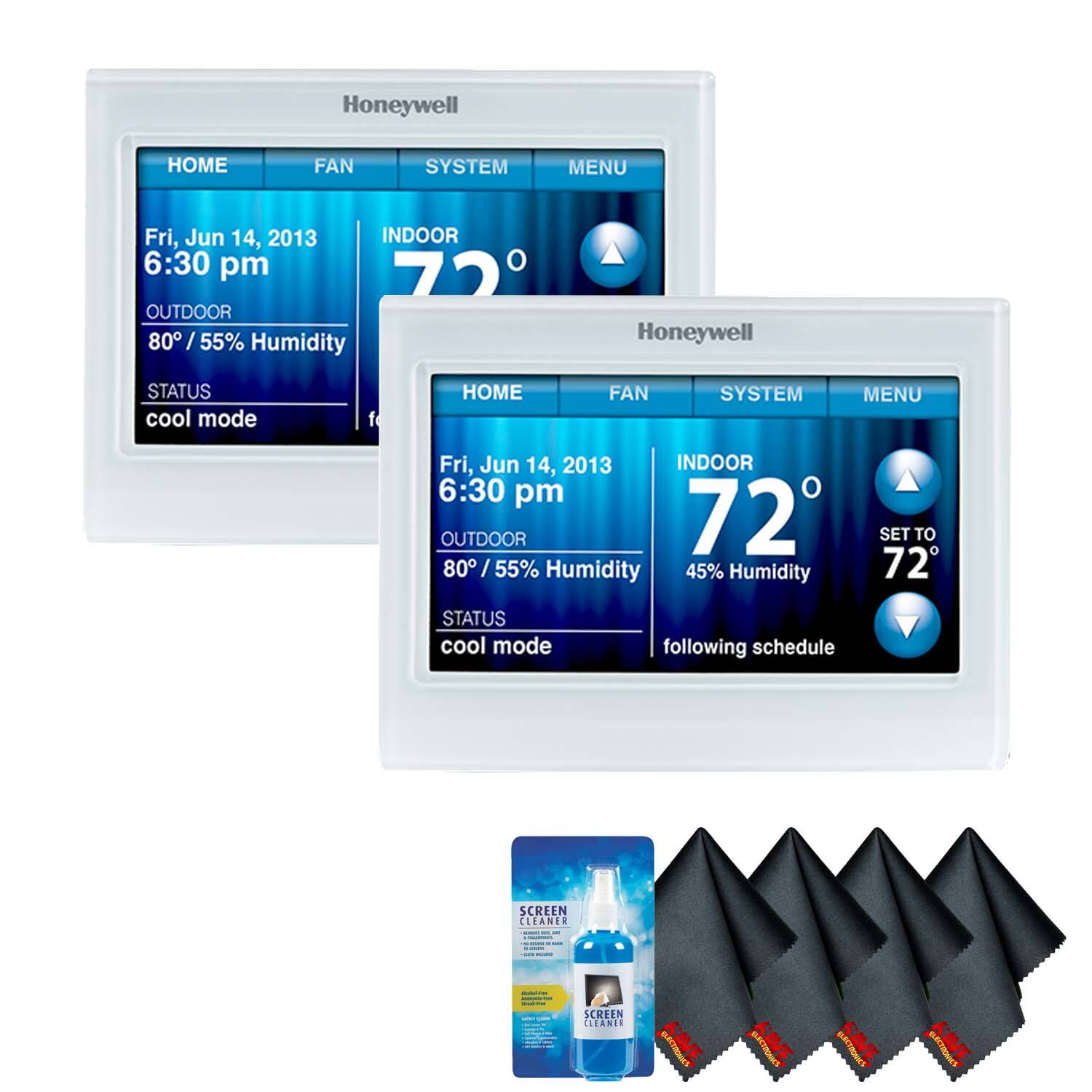 Honeywell  
HOME FAN SYSTEM MENU  
Fri, Jun 14, 2013  
INDOOR 6:30 pm 72  
OUTDOOR 80 / 55% Humidity  
STATUS cool mode  

Honeywell  
HOME FAN SYSTEM MENU  
Fri, Jun 14, 2013  
INDOOR 6:30 pm  
OUTDOOR 72 SET TO 80 / 55% Humidity 45% Humidity 72  
STATUS cool mode  
following schedule  

SCREEN CLEANER  
COM/MONDIA  
CHAFCH - - TOMBIENE - -  
SCREEN CLEANER  
ELECTRONICS  
ELECTRONICS  
ELECTRONICS  
ELECTRONICS