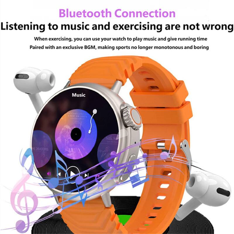 Bluetooth Connection  
Listening to music and exercising are not wrong  
When exercising, you can use your watch to play music and give running time  
Paired with an exclusive BGM, making sports no longer monotonous and boring