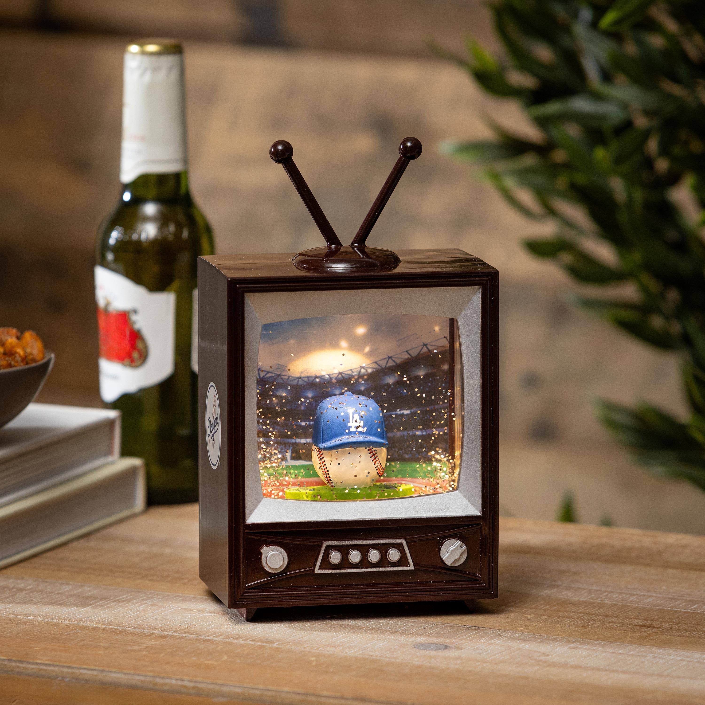 Alt View 1. Evergreen Enterprises - Los Angeles Dodgers 8" Vintage TV Water Globe Lantern with Mascot - Brown.