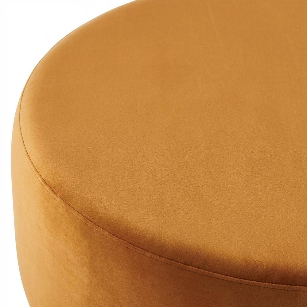 Alt View 1. Outdoor Escape - Performance Velvet 38-Inch Round Outdoor Ottoman, Plush Upholstery, Versatile - Brown.