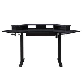 KOWO - Corner Electric Height Adjustable Standing Desk With Hutch And Drawer - Black