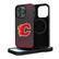 Front. Keyscaper - Calgary Flames Linen Logo iPhone Magnetic Bump Case - 16 Pro Max - Black.