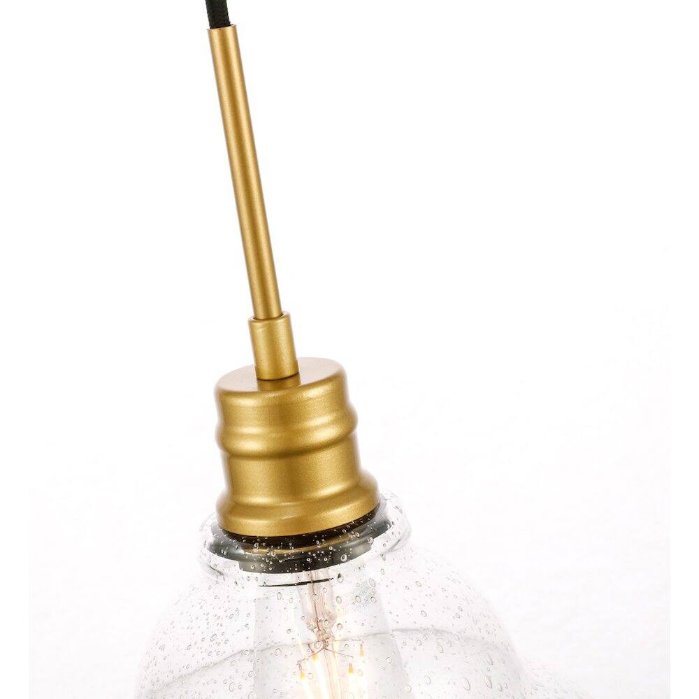 Alt View 2. Living District - Gil 1 Light Brass And Clear Seeded Glass Pendant - Brass And Clear Seeded Glass.