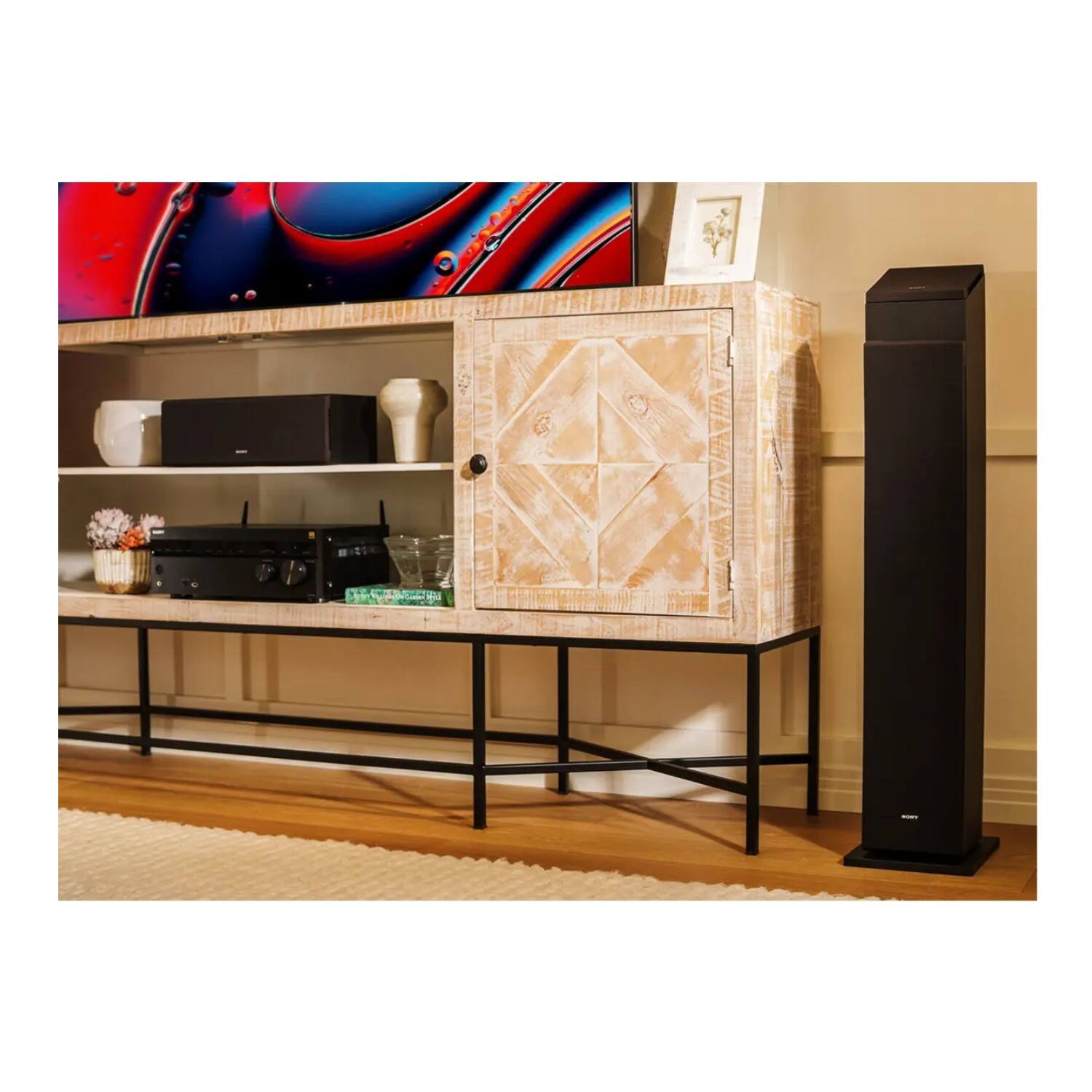 Left. Sony - Sony 3-Way Bookshelf Speakers (Pair) with Floorstanding Speaker (Pair) Bundle.
