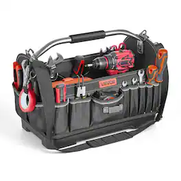 VEVOR - Tool Bag, 16.1 Inch, 33-Pocket Open Top Tool Tote, Portable Electrical Maintenance Toolbox Organizer Storage - Black;Orange