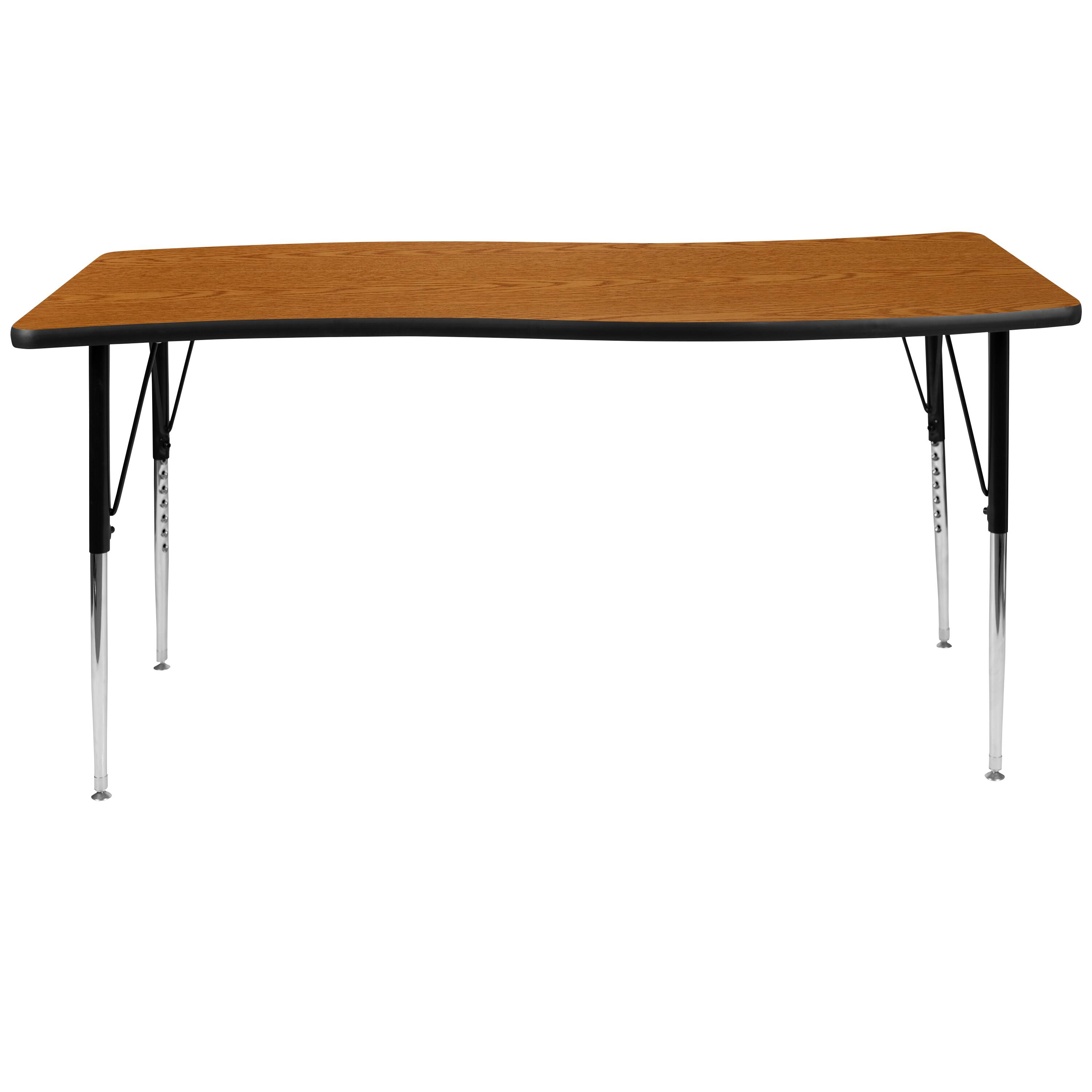 Alt View 5. Emma + Oliver - 26"W x 60"L Rectangle Wave Flexible Collaborative Adjustable Height Activity Table - Oak.