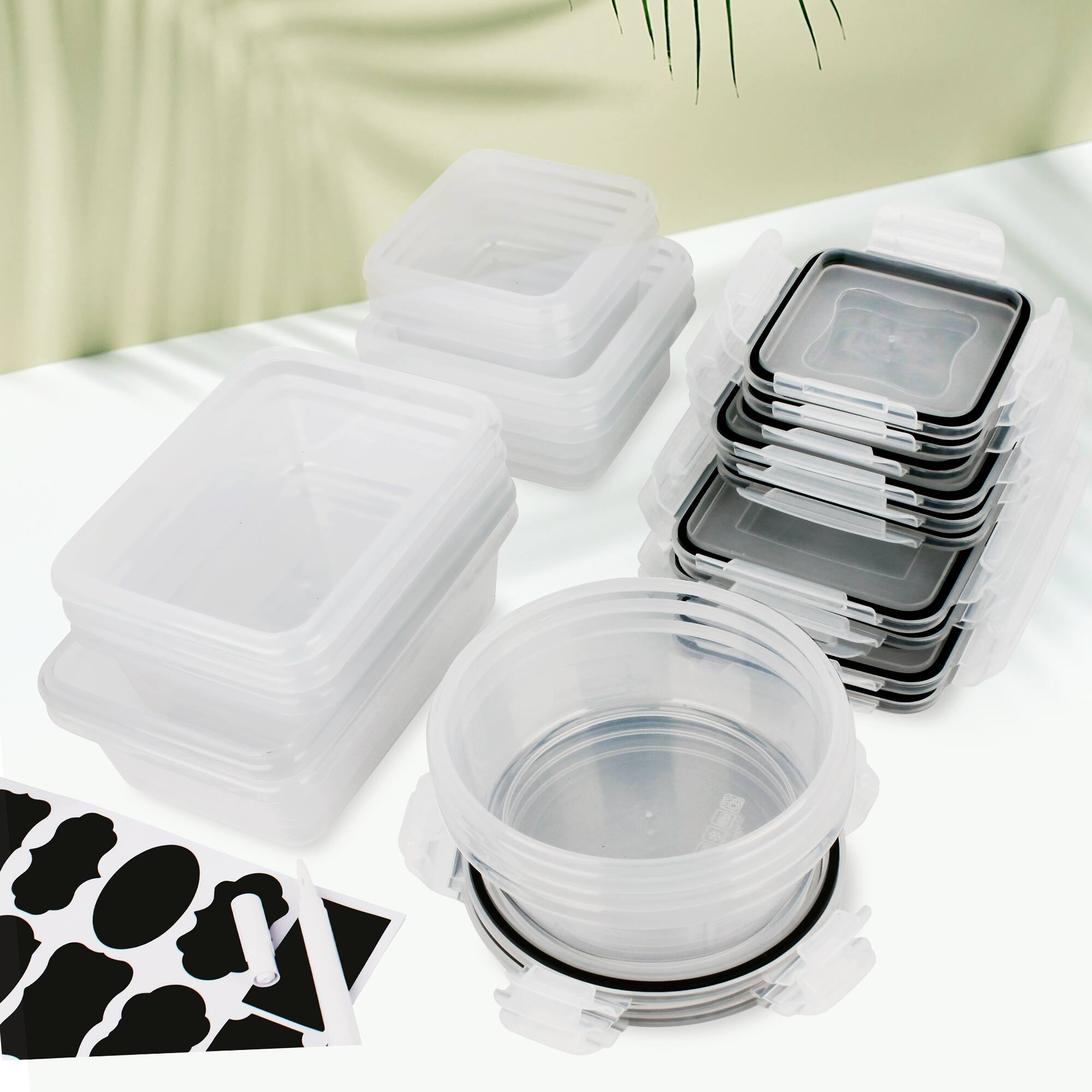 Alt View 4. Sugift - 32 Pcs (16Pack) BPA-free Food Storage Containers Set with Lids - Clear.