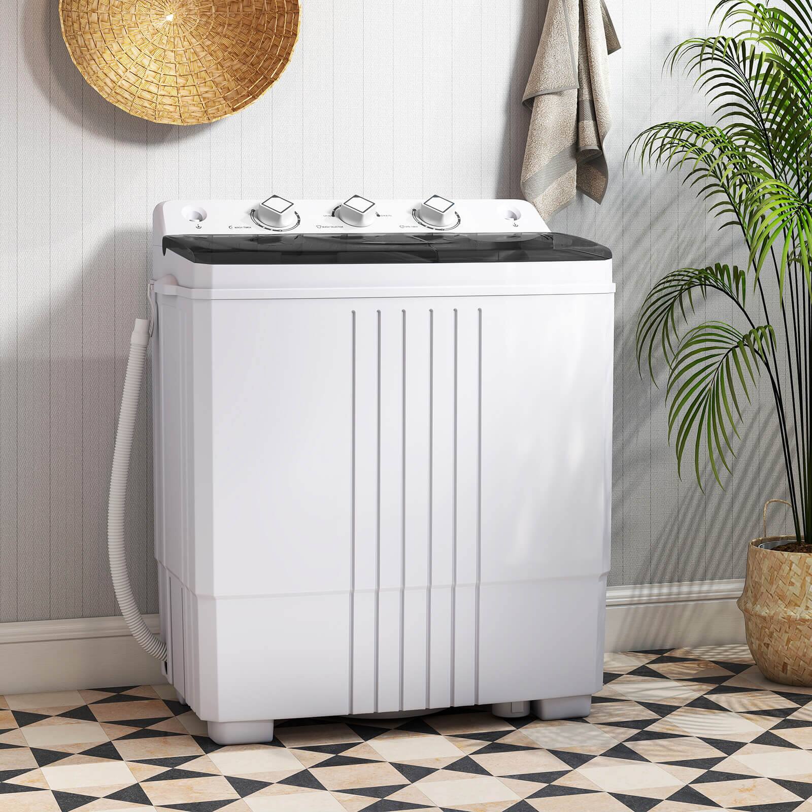Alt View 4. Costway - Costway 20lbs Compact Mini Portable Twin Tub Washing Machine Washer Spain Spinner - Black.