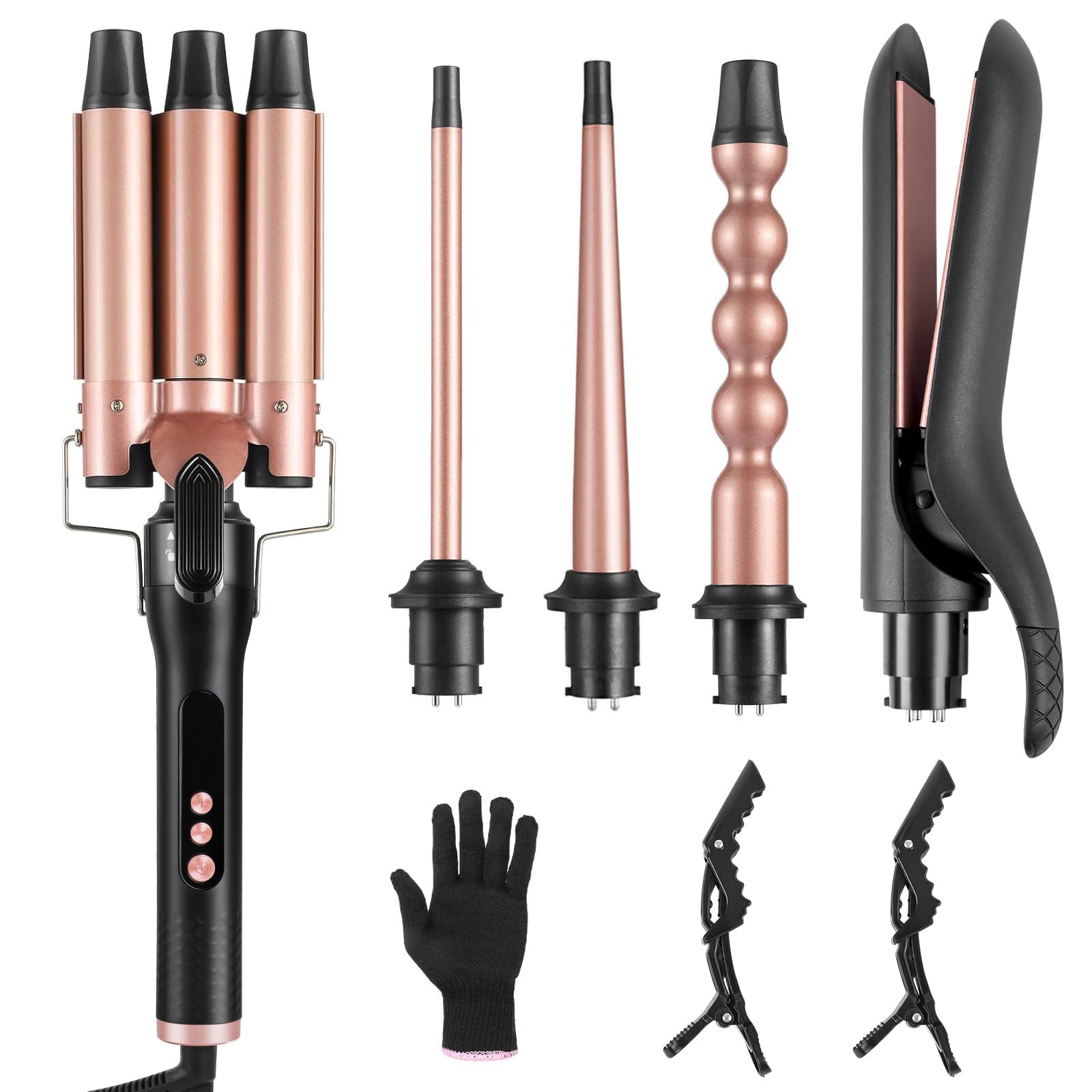 Front. VEGA AUTOMOTIVE - 5 In 1 Hair Curling Iron Wand Set Ptc Fast Heating Crimper Professional Styling Tools Lcd Temp Control With - 5-in-1.