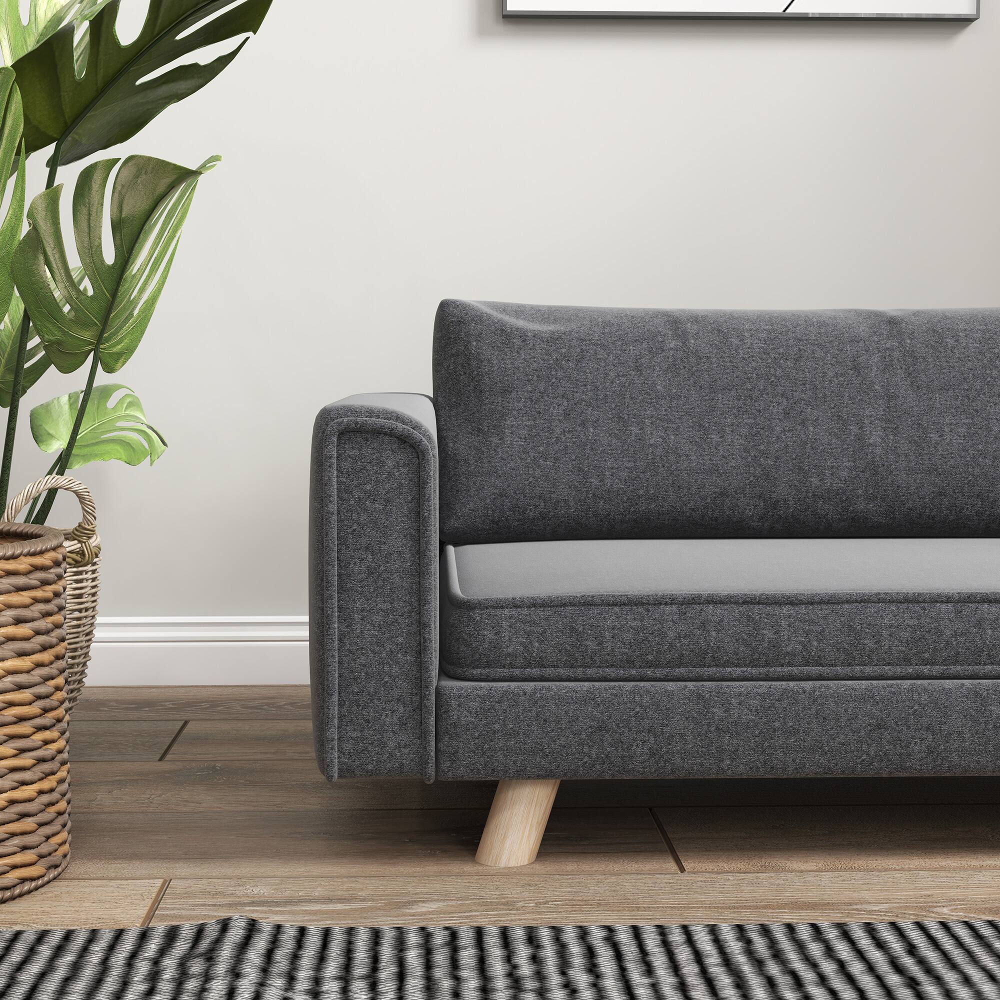 Alt View 4. Pawhut - Raised Dog Sofa, Elevated Pet Sofa for Small and Medium Dogs with Removable Seat and Back Cushions, Anti-Slip Pads - Gray.