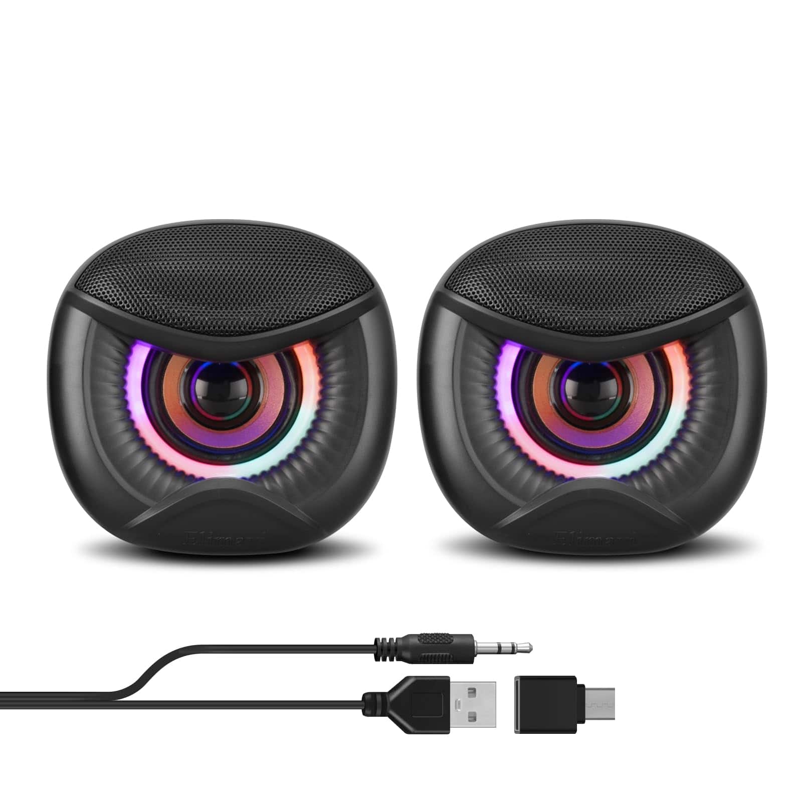 Cozy Serene - Usb Light Usb Computer Speakers For Rgb Lighting Pc With A Usb-c Interface Are Suitable Desktop Laptop Monitor Owl Eye - Colorful lights