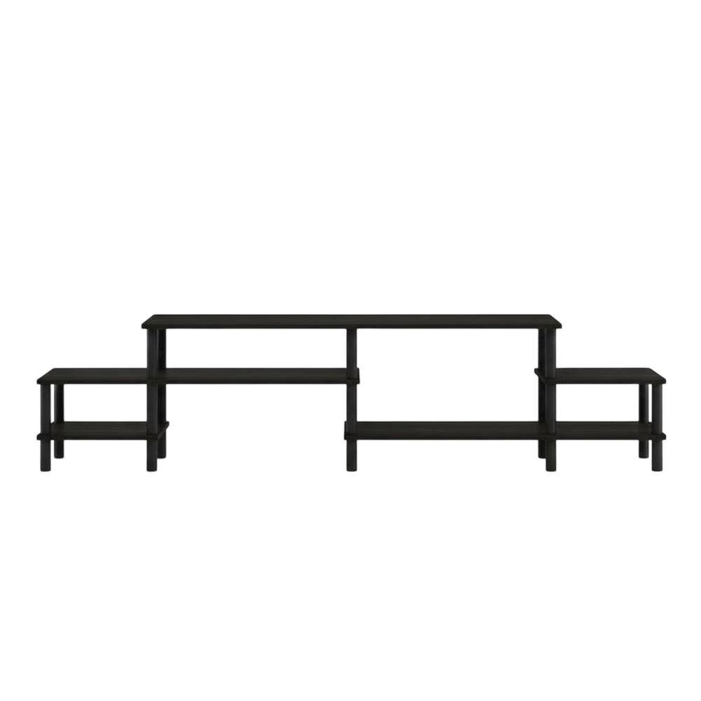 Alt View 3. FurniFact - Espresso Wooden Entertainment Center for TVs up to 80 Inches with Ample Storage - Brown Black.