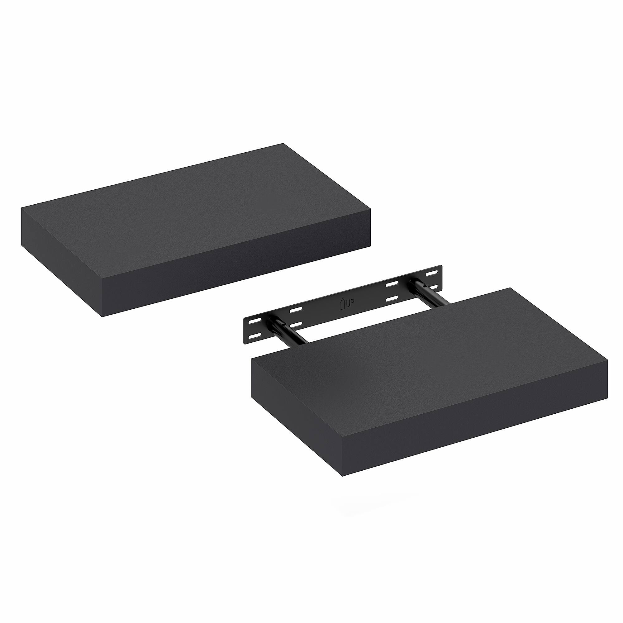 Alt View 3. Furinno - TANNA Set of 2 Floating Shelves for Wall, 9 x 16 Wall Shelf, Wall Mounted Shelf with Invisible Bracket, 2-in Thick - Americano.
