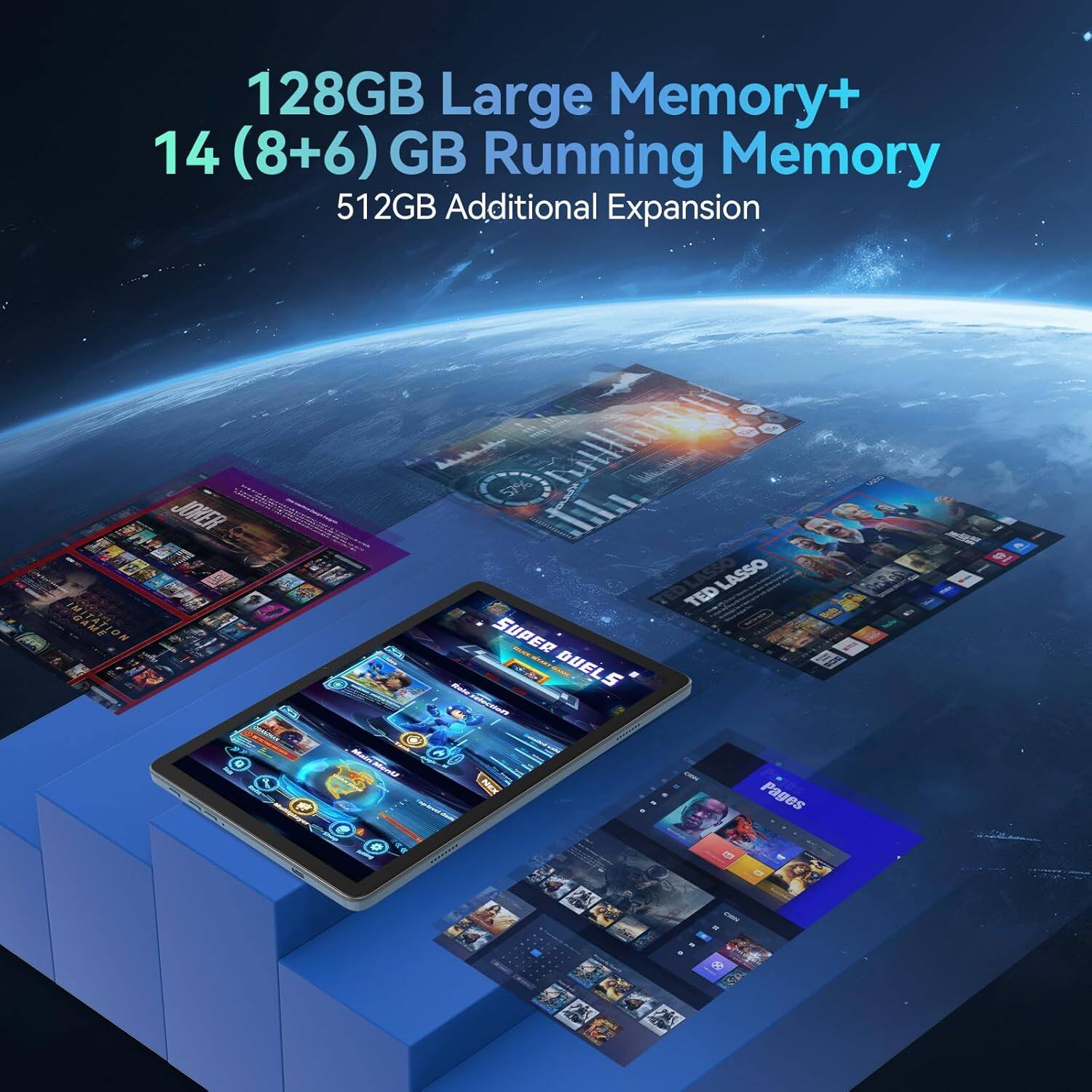 MEIZE 2026 Latest 11 Inch Android 14 Tablet, 128GB ROM+16(8+8)GB RAM ...
