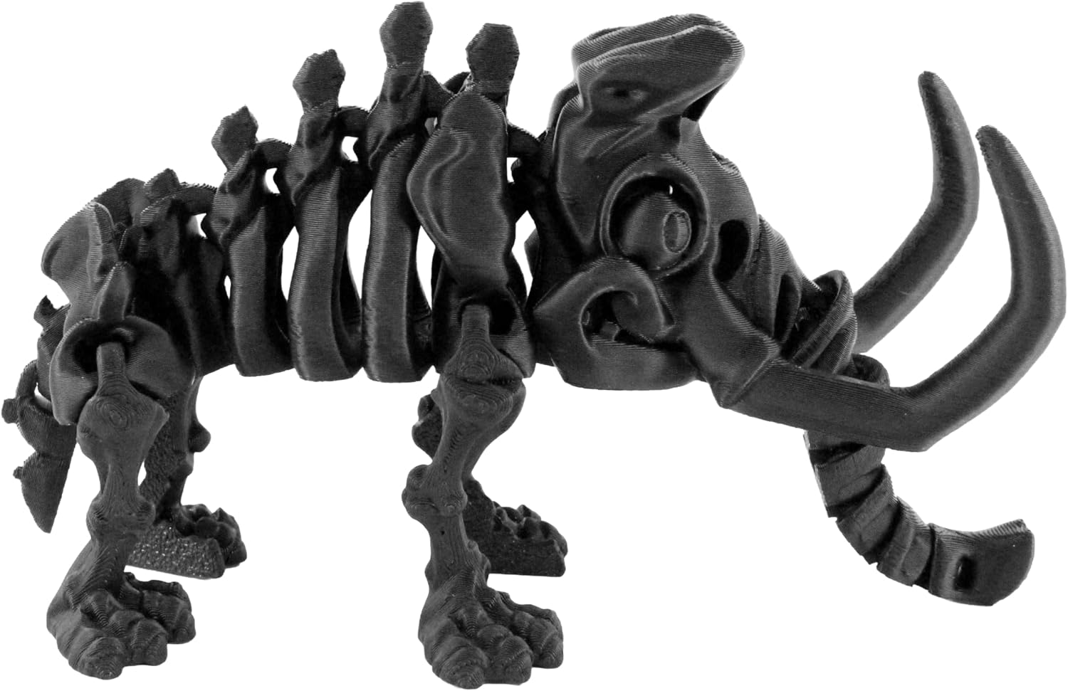 Back. JuzToys - 3D Printed Skeleton Woolly Mammoth, Prehistoric Collectible Articulating Dinosaur Figurine Desk Décor Black by PowerTRC - Black.