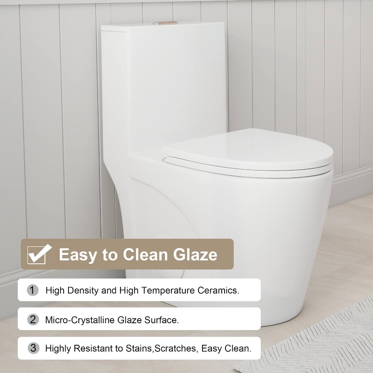 Easy to Clean Glaze

1. High Density and High Temperature Ceramics.
2. Micro-Crystalline Glaze Surface.
3. Highly Resistant to Stains, Scratches, Easy Clean.