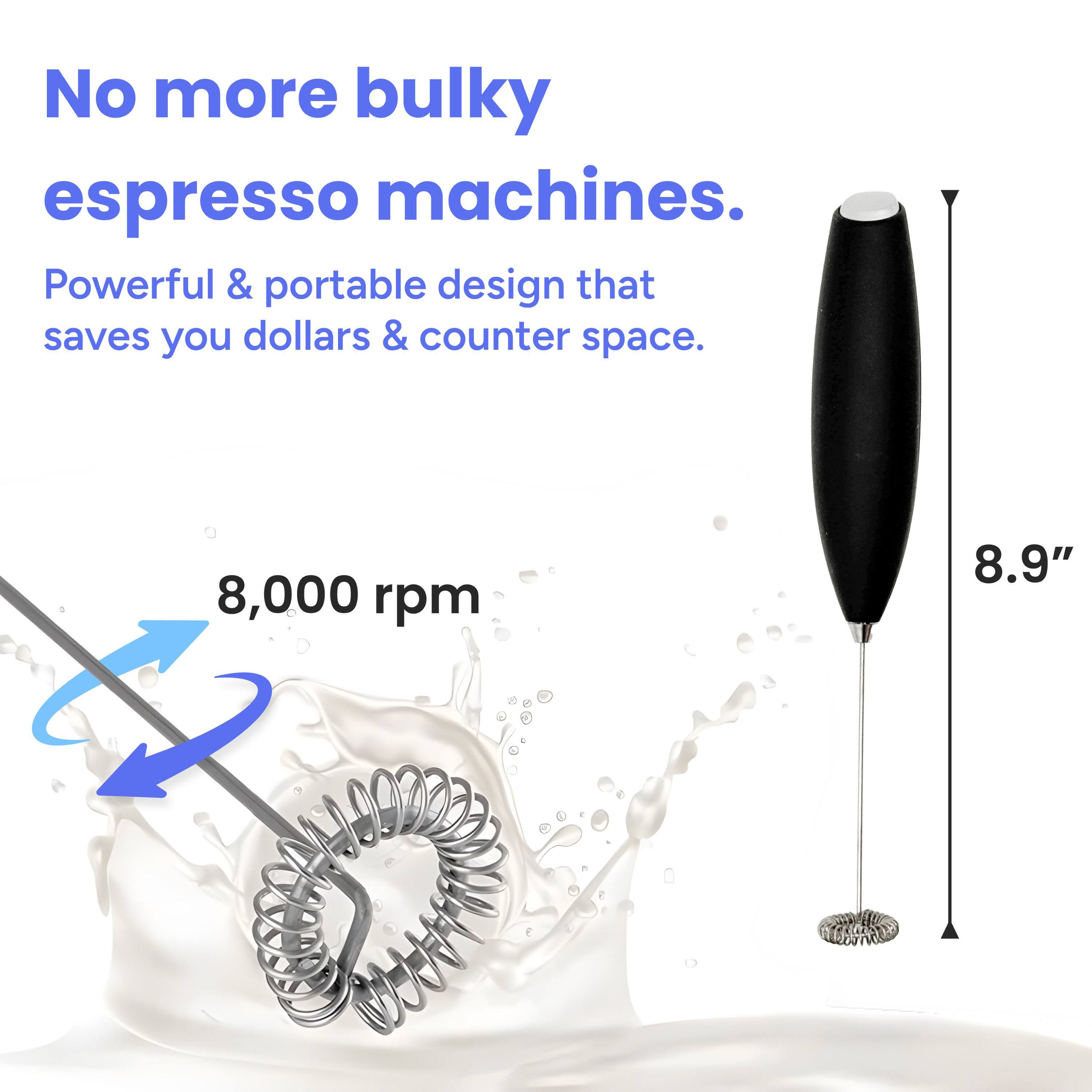 No more bulky espresso machines.

Powerful & portable design that saves you dollars & counter space.

8,000 rpm

8.9"