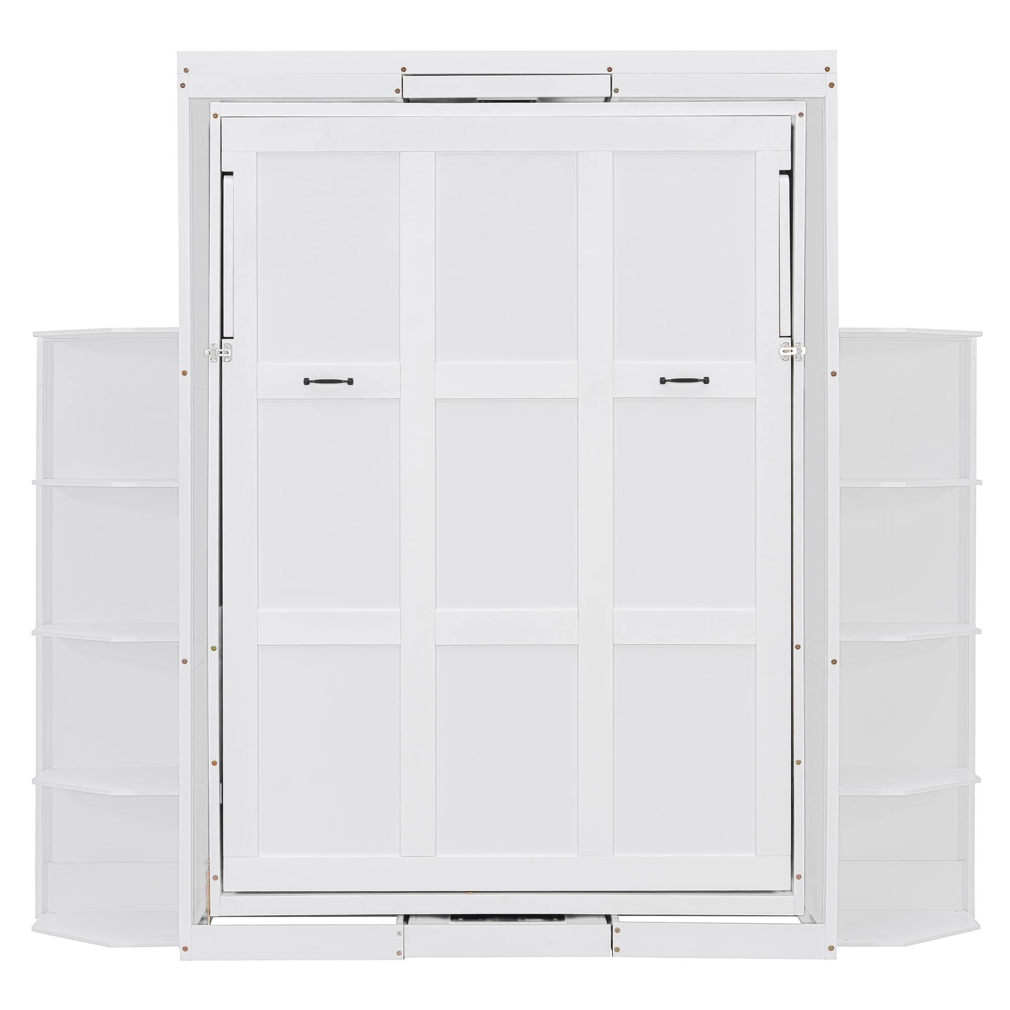 Alt View 4. Anysun - Rotating Queen Murphy Bed - Hidden Wall Cabinet, 3-Tier Shelves, Convertible Desk, Space-Saving System for Home Office - White.