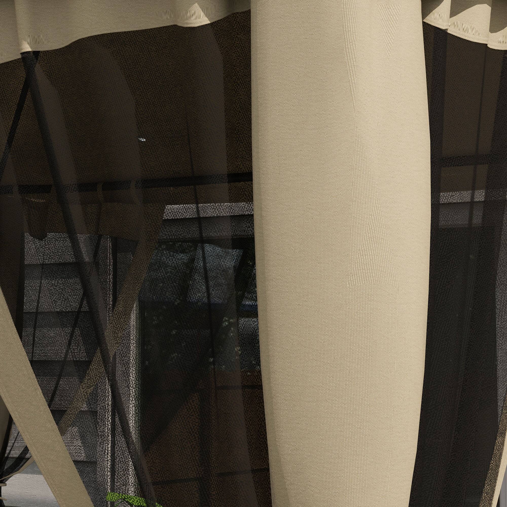 Alt View 5. Outsunny - 9.6' x 11.6' Patio Gazebo, Outdoor Canopy Shelter with 2-Tier Roof and Netting, Steel Frame for Garden, Lawn - Taupe.