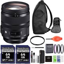 Sigma - 24-70mm F/2.8 DG OS HSM Art Lens for Canon EF (576954) w/ Advanced Accessory and Travel Bundle | 24-70mm EF Lens - Black