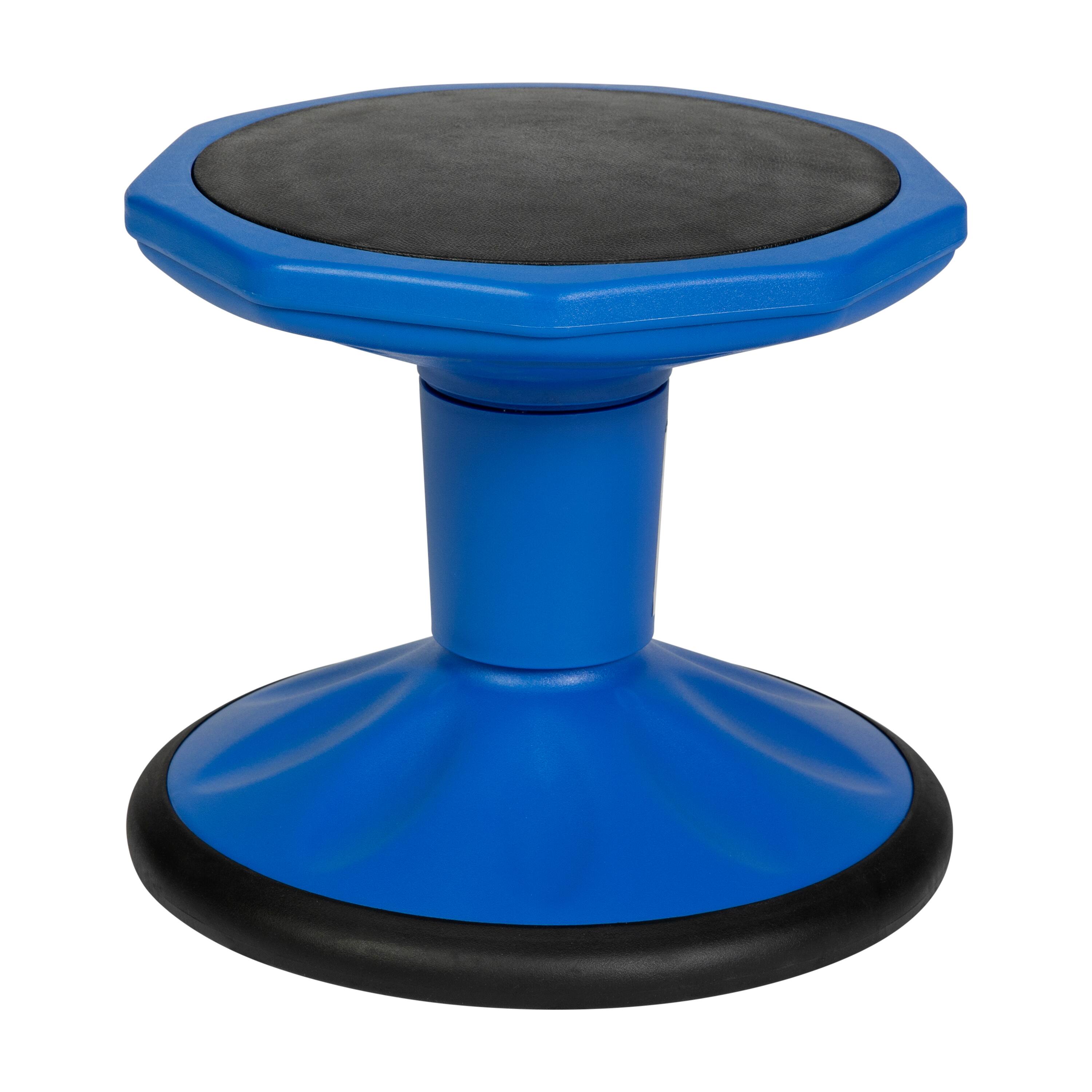 Front. Flash Furniture - Lucas Fixed Height Kids Flexible Active Stool for Classroom and Home with Non-Skid Bottom in Blue, 12" Seat Height - Blue.