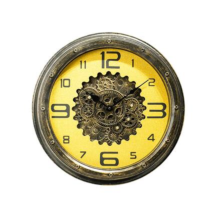 Front. Dazzed Corner - 16 Inch Movable Gear Wall Clock - Bronze.
