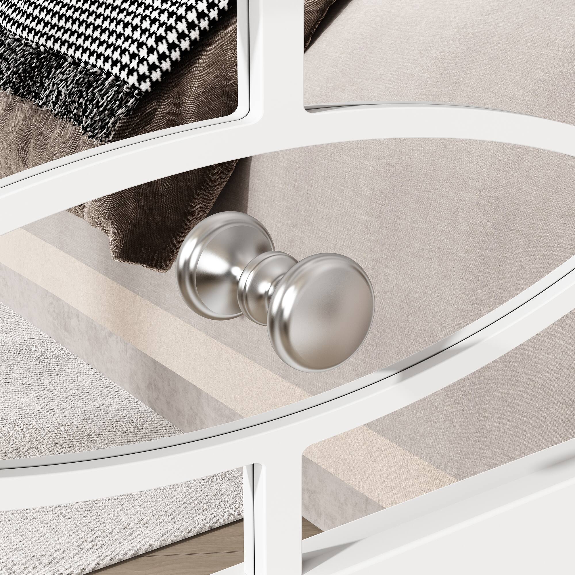 Alt View 1. Famapy - Famapy 3 - Drawer Mirrored Nightstand: Glam Bedroom Storage & Decor - White.