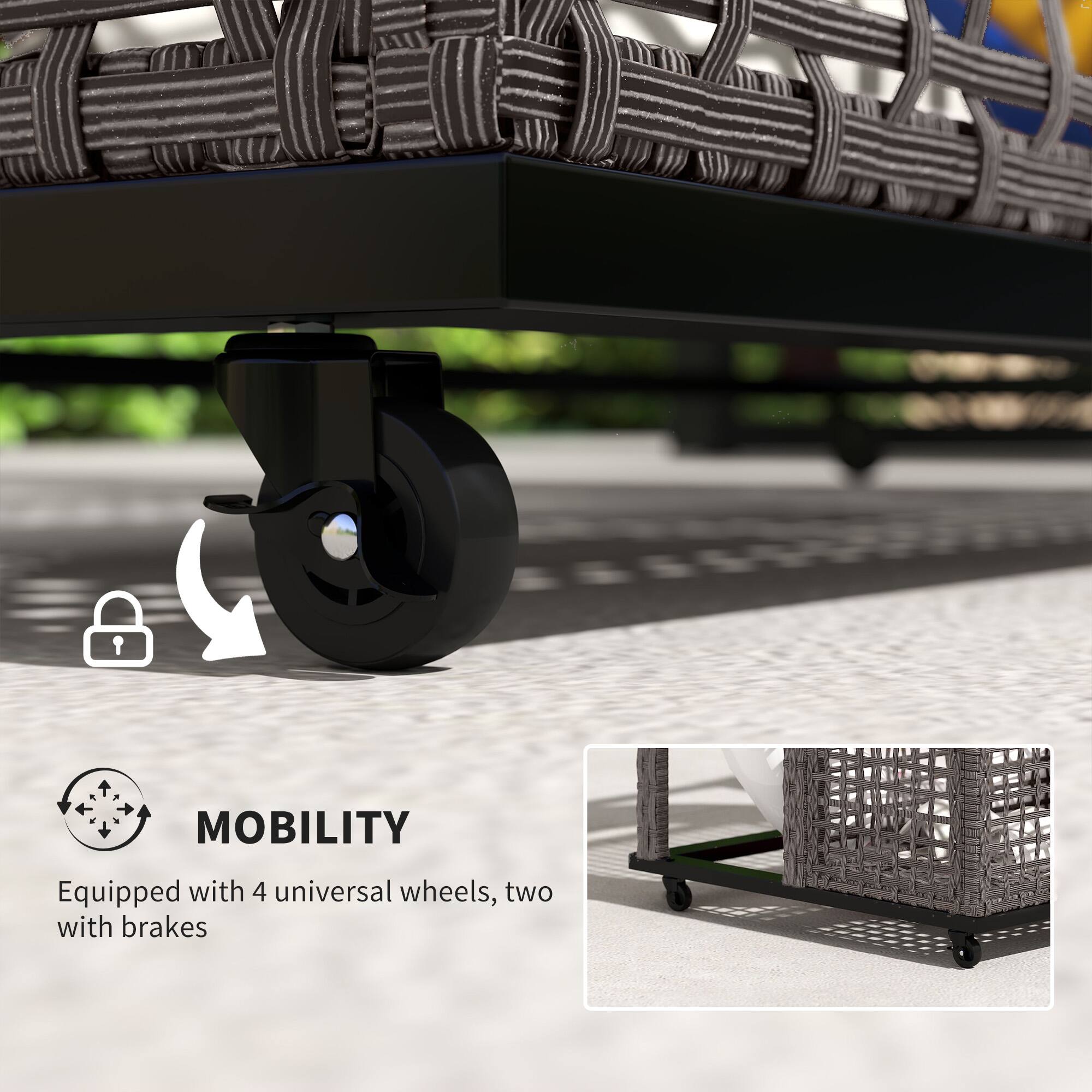 MOBILITY
Equipped with 4 universal wheels, two with brakes