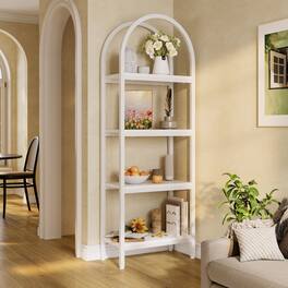 Tribesigns - Bookshelf with Engineered Wood Construction and Metal Frame for Living Room, Home Office and Bedroom - White